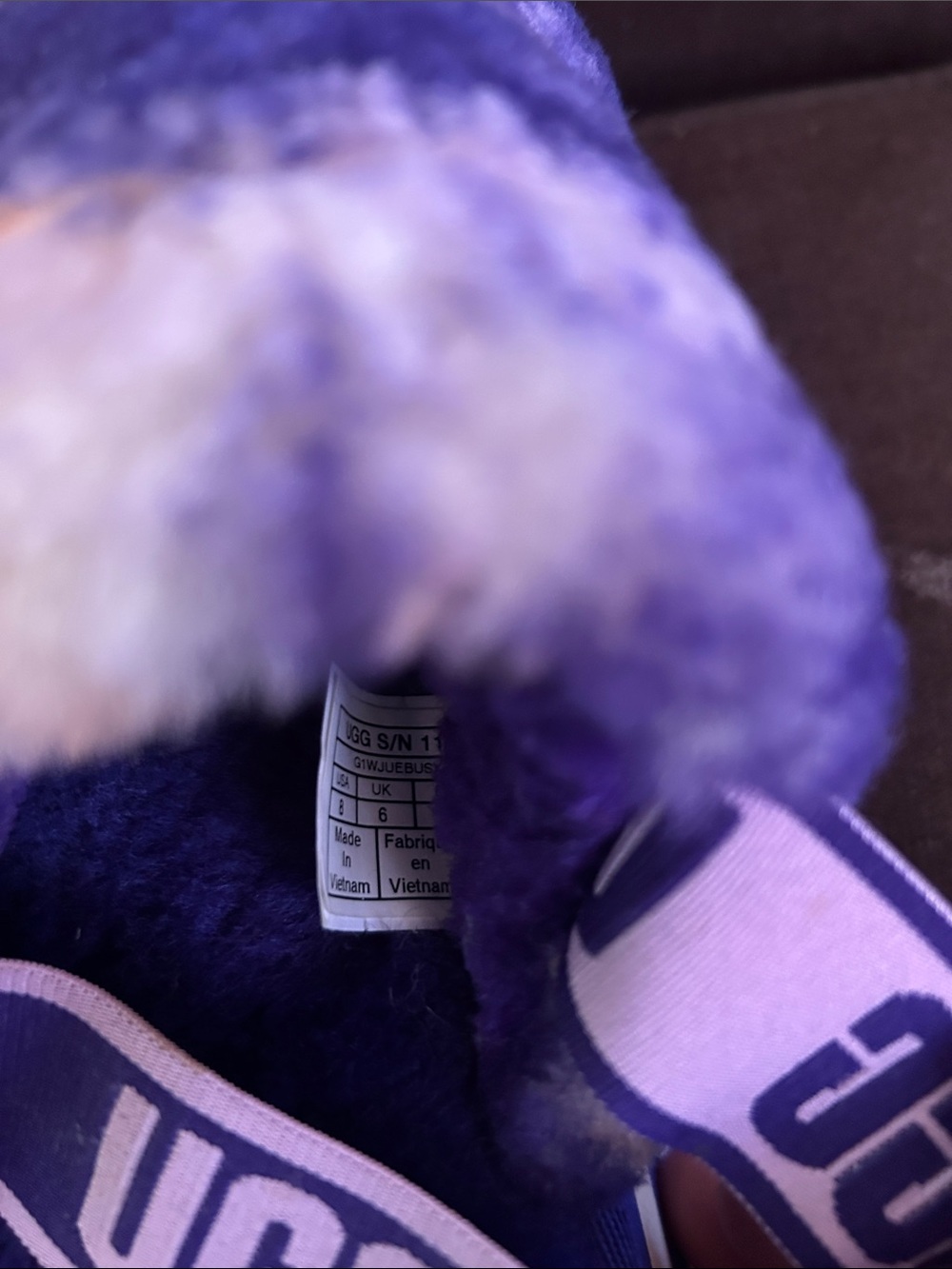 UGG Women’s Purple Tie-Dye Fluff Platform Slide with Cream Accents - Picture 7 of 8